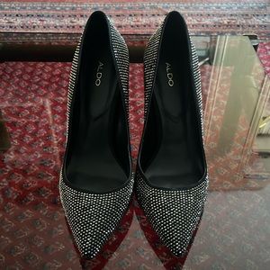 Aldo Black Rhinestone Pointed Toe Pumps
